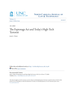 The Espionage Act and Today`s High-Tech Terrorist