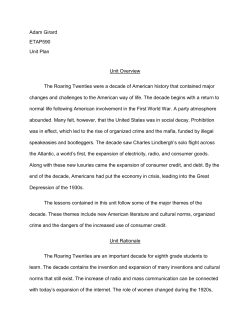 Grade 8 Roaring Twenties Unit Plan
