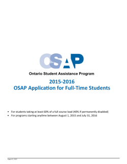 2015-2016 OSAP Application for Full-Time Students