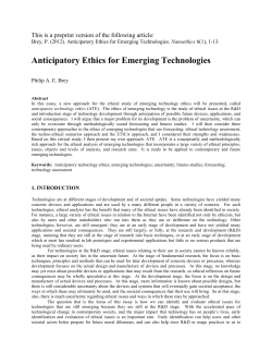 Anticipatory Ethics for Emerging Technologies