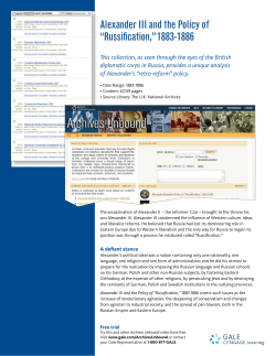 Alexander III and the Policy of "Russification," 1883-1886