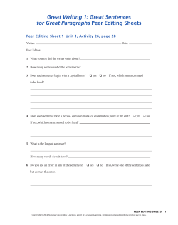 Great Writing 1: Great Sentences for Great Paragraphs Peer Editing