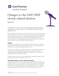 Changes to the GST/HST closely related election