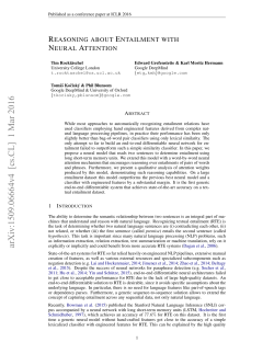 Reasoning about Entailment with Neural Attention