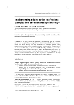 Implementing ethics in the professions: Examples