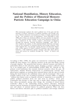 National Humiliation, History Education, and the Politics of Historical