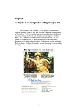 Chapter 5 As they like it: overinterpretation and hyporeality in Bali.