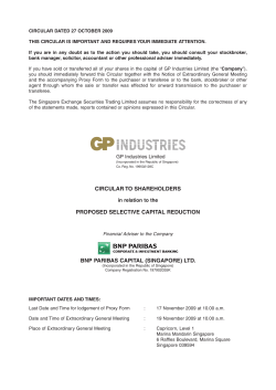 CIRCULAR TO SHAREHOLDERS PROPOSED SELECTIVE