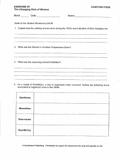 EXERCISE #7 The Changing Role of Women Block Date CHAPTER