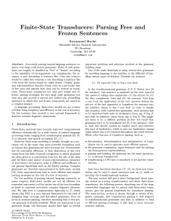 Finite-State Transducers: Parsing Free and Frozen Sentences