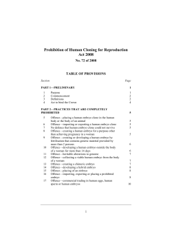 Prohibition of Human Cloning for Reproduction Act 2008