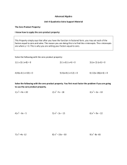 Advanced Algebra Unit 4 Quadratics Extra Support Material The