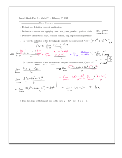 Exam 2 Guide Part A :: Math 271 :: February 27, 2017 Major