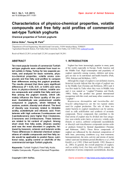 Characteristics of physico-chemical properties, volatile compounds