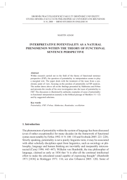 Martin ADAM: Potentiality as a Natural Phenomenon within
