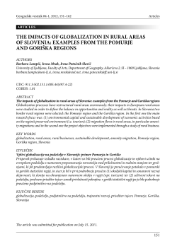 The impacts of globalization in rural areas of Slovenia: examples