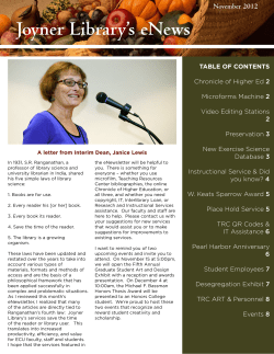 Joyner Library`s eNews - East Carolina University