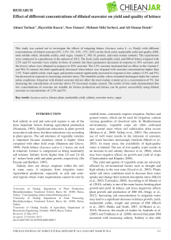 Effect of different concentrations of diluted seawater on yield and