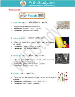 1. Vulnerable (Adj.) &ndash; अ त सं वदेनशील / कमजोर An argument