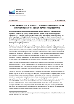 Global pharmaceutical industry calls on governments