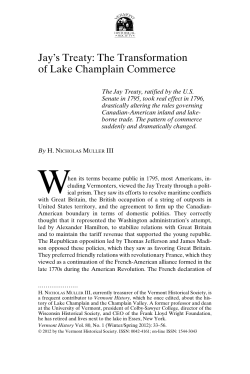 Jay`s Treaty: The Transformation of Lake Champlain Commerce