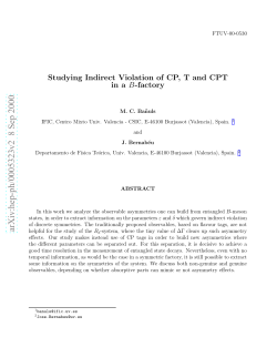 Studying Indirect Violation of CP, T and CPT in a B