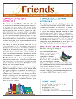 ANNUAL USED BOOK SALE OCTOBER 8