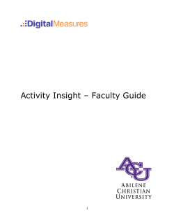 Activity Insight &ndash; Faculty Guide