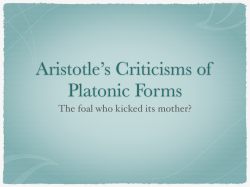 5. Aristotle`s Criticisms of Platonic Forms