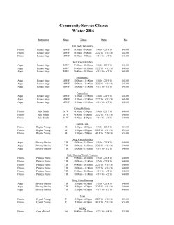 Community Service Classes Winter 2016