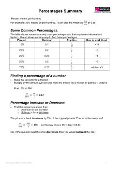 Percentages Summary