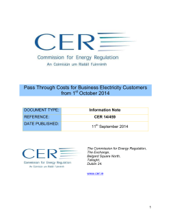 Pass Through Costs for Business Electricity Customers from 1