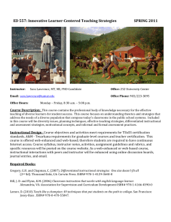 ED 551 Effective Teaching Strategies for All Learners