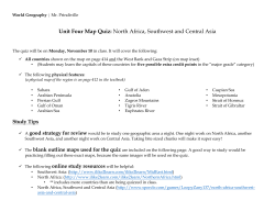 Unit Four Map Quiz: North Africa, Southwest and Central Asia