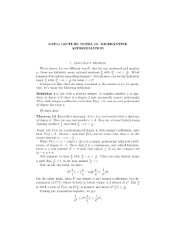 M3P14 LECTURE NOTES 12: DIOPHANTINE APPROXIMATION 1