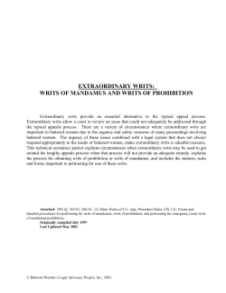 Extraordinary Writs - Battered Women`s Legal Advocacy Project