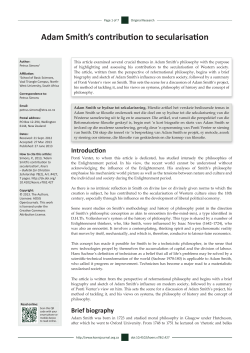 Adam Smith`s contribution to secularisation