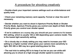 Summary For Shooting Creative Photos