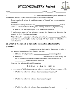 Stoichoimetry Lim Exc Reactants STUDENT NOTES