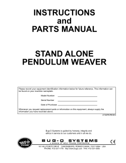 INSTRUCTIONS and PARTS MANUAL STAND ALONE PENDULUM
