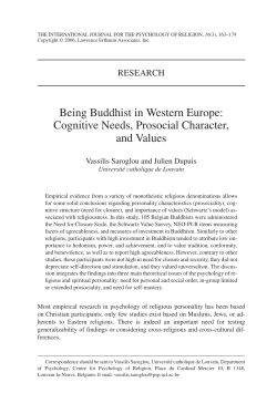 Being Buddhist in Western Europe: Cognitive Needs