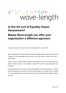 Is this the end of Equality Impact Assessment? Maybe Wave