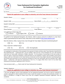 Texas Hazlewood Act Exemption Application For Continued