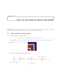 CHAPTER 2 LOGIC. ON THE ISLAND OF KNIGHTS