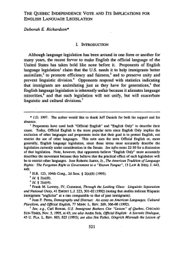 The Quebec Independence Vote and Its Implications for English