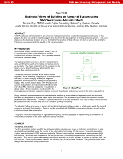 113-29: Business Views of Building an Actuarial System Using SAS
