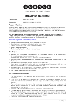 job description - reservationist
