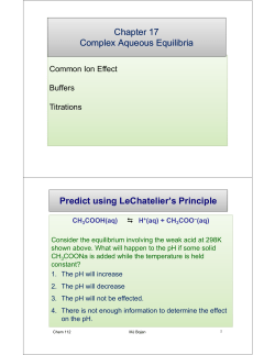 Buffers and Titration
