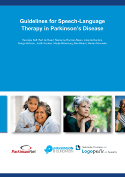 Guidelines for Speech-Language Therapy in Parkinson`s Disease