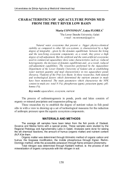 characteristics of aquaculture ponds mud from the prut river